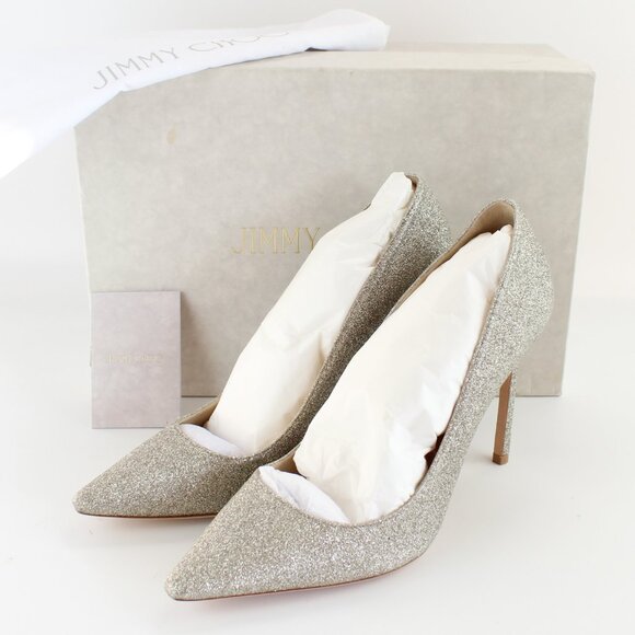 NEW JIMMY CHOO Romy 100 Glitter Heeled Pumps, EU 39.5 - Office to Party/Cocktail - Picture 5 of 16